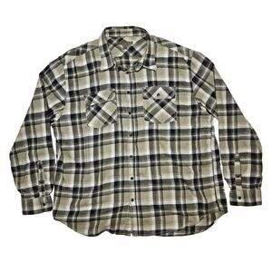 Old Navy Mens XXL Navy/Gray Plaid Longsleeve Button Flannel Shirt Skate Grunge